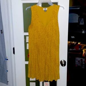 Golden yellow sleeveless tank dress.